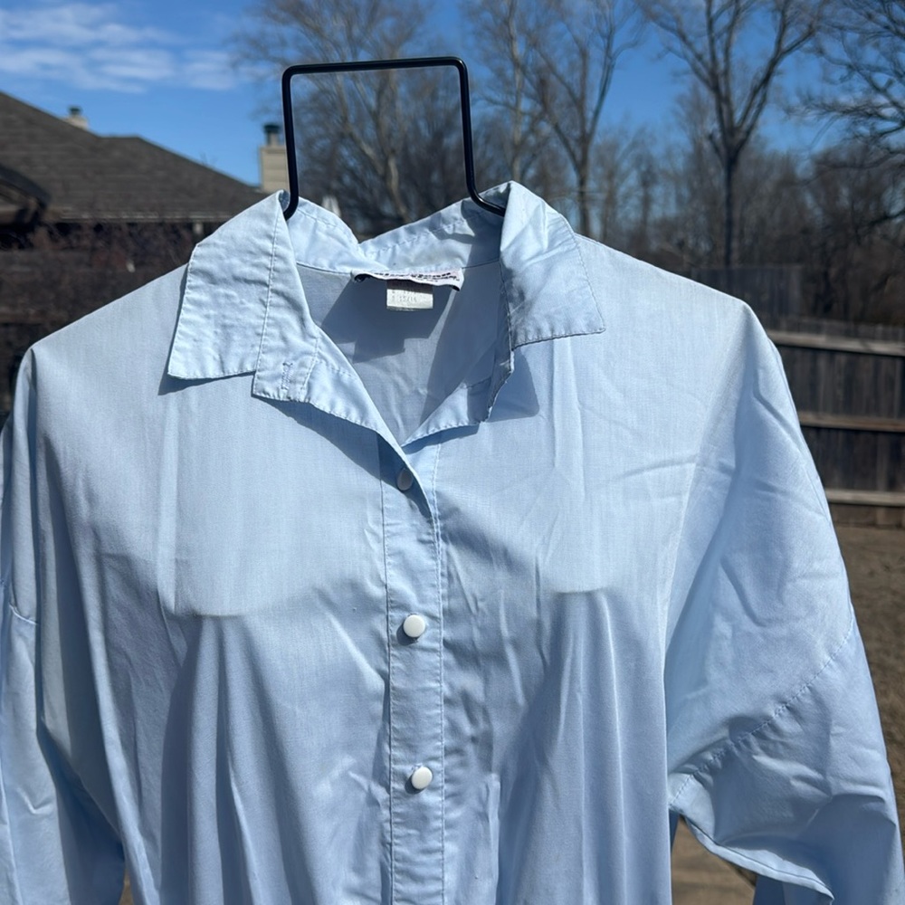 Nos Vintage 1980s Light Blue Full Circle Skirt 15-16 American Shirt Dress USA